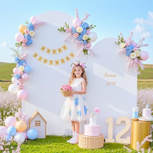 7.2FT 6FT Arch Backdrop Cover for Party, Set of 2 Stretchy Spandex Fitted Arch Stand Cover for Baby Shower, Birthday Wedding Decor, Chiara Backdrop Cover with Double-Sided Design(Silver, White) - Image 4