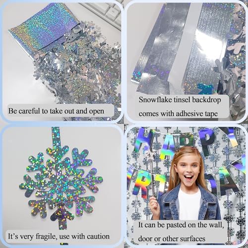 Winter Snowflake Party Streamers Backdrop Decorations 3.2ft x 6.5ft 2 Pack - Image 5