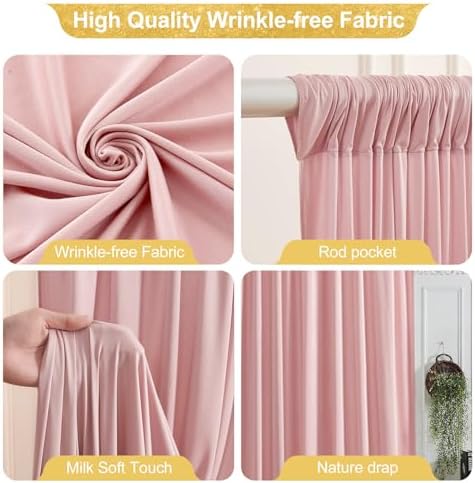 24x10FT Dusty Rose Backdrop Curtains for Wedding Parties, Wrinkle Free Polyester Photography Backdrop Drapes for Baby Shower Birthday Parties Stage Background Stand Decorations 4x10ft,6 Panels - Image 2