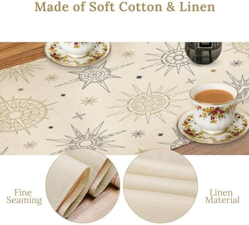 Sun Stars Table Runner Mystical Celestial Bursting Sun Rays Magic Space Galaxy Dinner Runner for Farmhouse Party Holiday Home Kitchen Dining Table Decoration 13"x90" - Image 5
