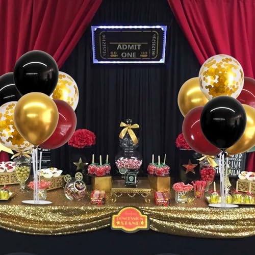 TONIFUL 4 Set Burgundy Red Black Gold Balloon Stand Centerpiece for Table - Image 6