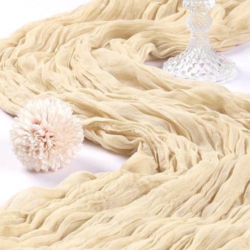 6 Pack 10Ft Beige Cheesecloth Table Runner 23 x 120 Inch - Image 3