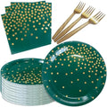 Green Paper Plates and Napkins Party Supplies Serve 35 Guests by WXLDGHQ