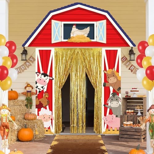 VitalCozy 7 Pcs Farm Theme Party Decorations Awning Banner Rug Backdrop - Image 6