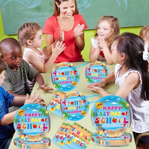 96 Pcs Happy Last Day of School Paper Party Plates and Napkins for Hello Summer Vacation Supplies Summer End of School Year Theme Dessert Tableware Set for 24 Guests Birthday Party Decorations - Image 5