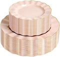 72PCS Blush Pink Plastic Plates, Wavy Plates with Gold Rim by QualQuot