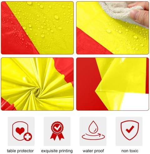 Oudain 6 Pcs Plastic Disposable Table Cloth 54" x 108", Red, Yellow - Image 3