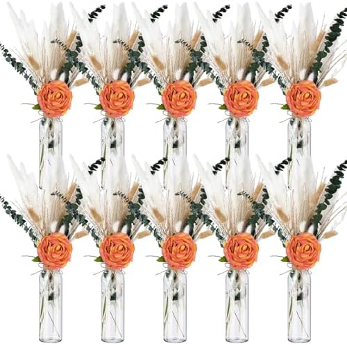 Qinyoung 10 Set Dried Pampas Grass Table Centerpiece for Wedding, Orange by Qinyoung