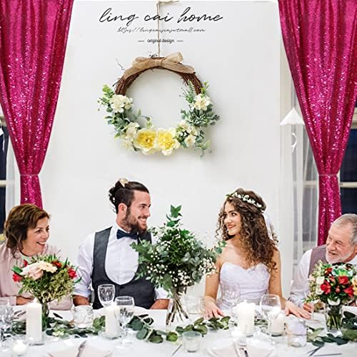 Poise3EHome Hot Pink Sequin Backdrop Curtains,4 Panels 2FTx8FT Glitter Background for Party Birthday Party Baby Shower Wedding Christmas Thanksgiving Halloween Holiday Festival Decor - Image 4