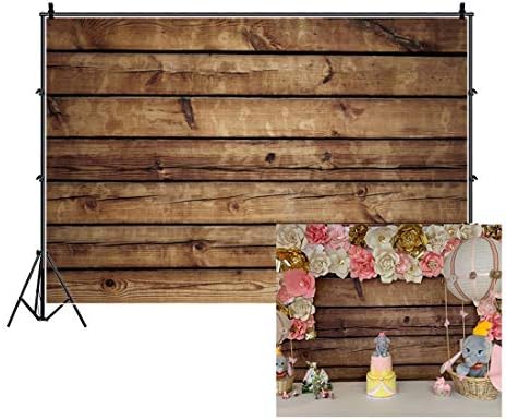 10x8ft Wood Backdrops for Photography Grunge Vintage Worn Wooden Boards Background Seamless Backdrop Brown Photo Wall Wrinkle Free Photography Photo Studio by Unknown