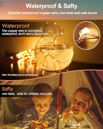 20 Pack Fairy Lights Battery Operated, 3.3ft 20 LED Mini String Lights Twinkle Lights Copper Wire Firefly Starry Lights for Mason Jars Wedding Party Christmas Centerpiece Table Decorations, Warm White - Image 5