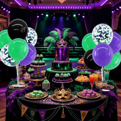 TONIFUL 4 Black Purple Green Balloon Stand Balloon Centerpieces for Table - Image 4