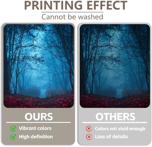 Autumn Forest Backdrop for Halloween Eve Party Mystic Blue Red Maple Leaves Foggy Woods Pathway Thanksgiving Background Photography Studio Photo Booth Props 10x8ft - Image 5