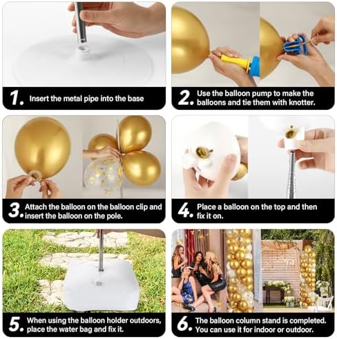 ZOIIWA 2 Sets Balloon Column Stand Kit Balloon Tower with Bases（Gold） - Image 5