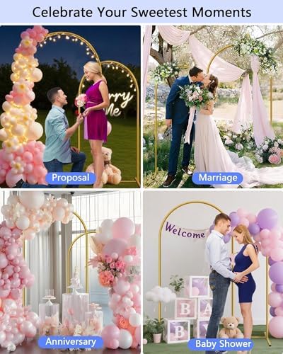 HEMMOTOP Metal Arch Backdrop Stand Set, Gold, 7.2ft and 6ft, 2-Pack - Image 3