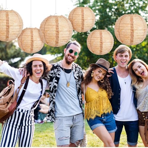 Hortsun 6 Pcs Print Burlap Paper Lanterns Classroom Decor,8/10 Inch - Image 6