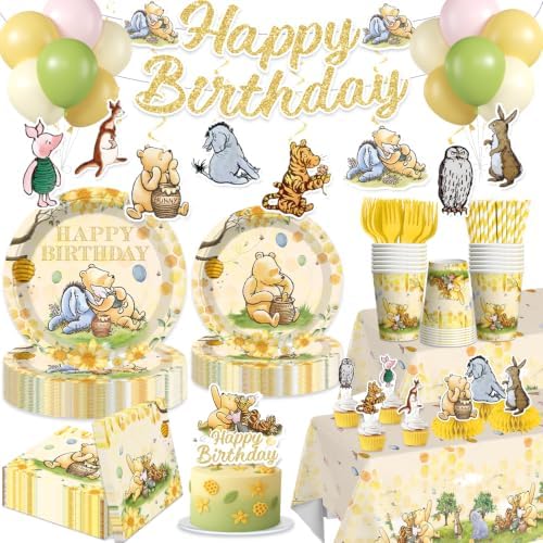 205Pcs Classic Bear Birthday Decorations Tableware Set, 25 Serves by Unknown