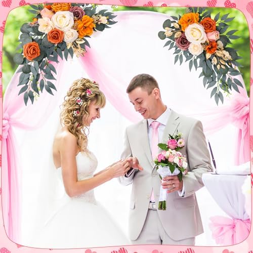 Wedding Arch Flowers Fall 2 Pcs, Fabric Floral Swag for Ceremony - Image 5