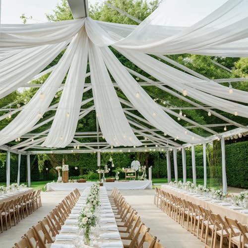 6 Panels 5ft(W) x 20ft(L) Ivory Ceiling Drapes for Wedding Parties by PartyVillage