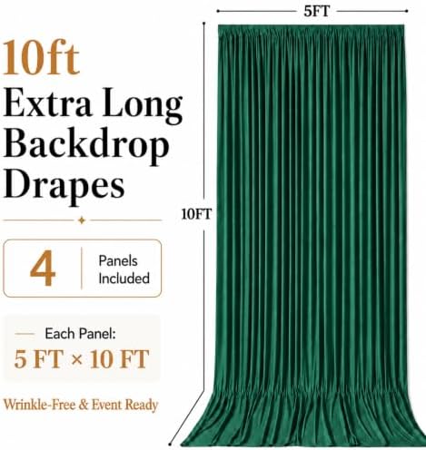 20x10 FT Green Backdrop Curtains for Weddings, Parties and Photo Booths - Image 5