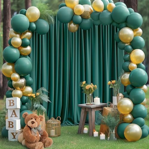 40x10FT Hunter Green Backdrop Curtains for Wedding Parties,Wrinkle Free Polyester Photography Backdrop Drapes for Baby Shower Birthday Parties Stage Background Stand Decorations 4x10ft,10 Panels - Image 4