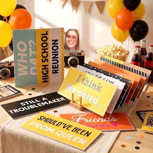 Beeveer 24 Designs Class Reunion Photo Booth Props, Double Sided PVC Signs - Image 3