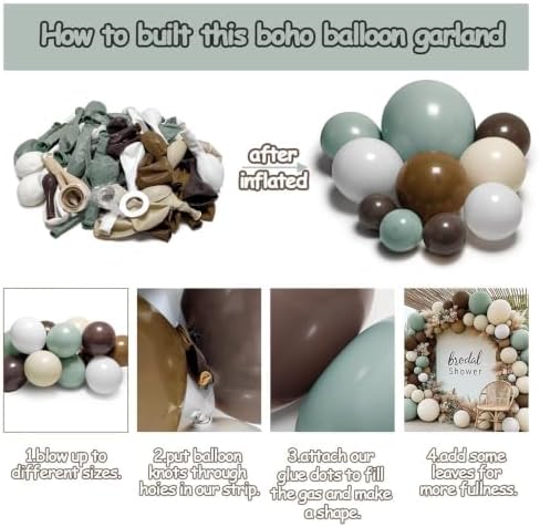 Dusty Green Nude Balloon Arch Double Stuffed Sage Green Brown Beige White Sand Cream Balloon Garland Kit for Neutral Baby Shower Birthday Wedding Woodland Wild One Dinosaur Fall Boho Party Decor - Image 4