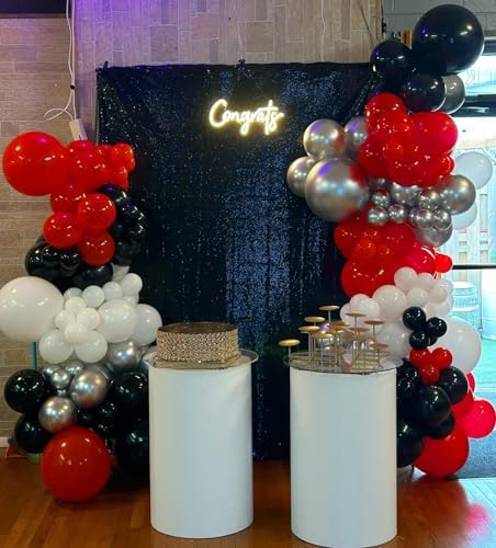 Red Black and White Balloon Arch Kit, ADOINBY 140Pcs Red and Black White Silver Garland kit, 18 12 10 5 Inch Different Size Balloons for Birthday Party Anniversary Racing Car New Year Prom Decorations - Image 5