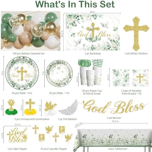 294pcs Baptism Decorations Complete Party Set, Serves 25 Guests - Image 2