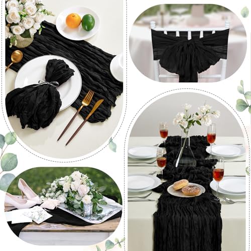 AGIRL 6 Pack Black Cheesecloth Table Runner 10FT Boho Gauze Halloween Decor - Image 4