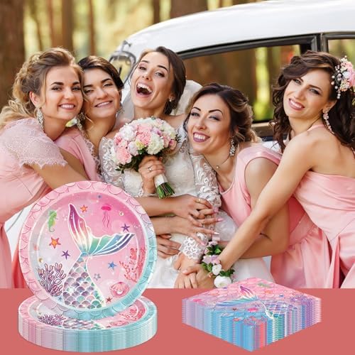 40pcs Mermaid Plates &Napkins Birthday Party Decoration 20 Guests - Image 4