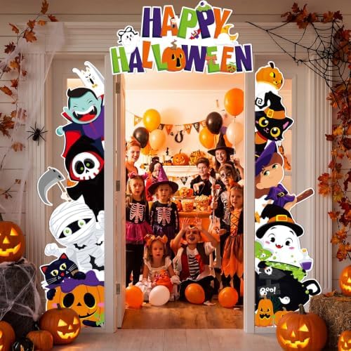 Peryiter 3 Pcs Halloween Door Decorations Cartoon Halloween Porch Signs - Image 6