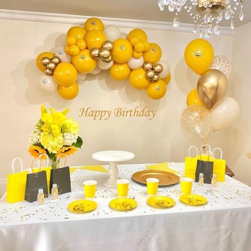 Yellow Gold Confetti Party Balloons, 50pcs12 inch Mustard Light Yellow Gold Latex Balloons for Birthday Wedding Bride Sunflower Theme Party Decoration - Image 3