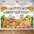 Happy Fall Thanksgiving Backdrop Banner Pumpkin Patch Photography Background for Kids Fall Festival Party Decorations Photo Booth Backdrop Wall Decor Indoor Outdoor 5x3 ft by LDWLYW