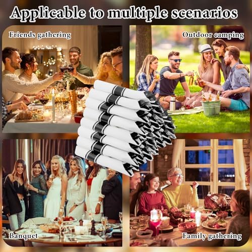 Supernal 120pack Pre Rolled Black Plastic Silverware Set Disposable - Image 5