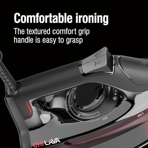 CHI Steam Iron for Clothes with Vertical Steam Burst, 1700 Watts, Black - Image 4