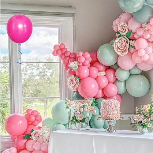 MEBAY Balloons Arch Kit, 146Pcs Matte Rose Red Tender Pink Macaron Green Yellow Latex Balloon Different Sizes 18 12 10 5 Inch for Birthday Baby Bridal Shower Wedding Party Backdrop Decorations - Image 4