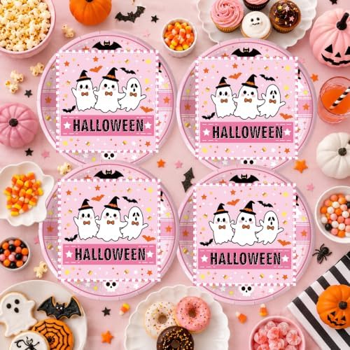 40Pcs Halloween Paper Plates and Napkins Set Trick or Treat Ghost Tableware - Image 6