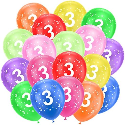 Ainiv 3rd Birthday Balloons 18PCS, 12inch Numbers Printed Latex Balloons by Ainiv