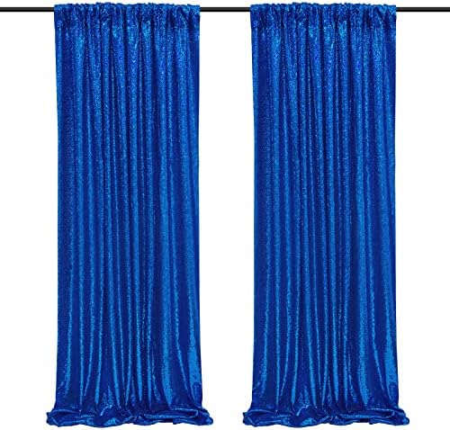 Royal Blue Sequin Backdrop Curtains,2 Panels 2FTx8FT Blue Curtain Backdrop Glitter Party Decorations Background Drapes for Wedding Birthday Anniversary Graduation Photo Booth Decor by SoarDream