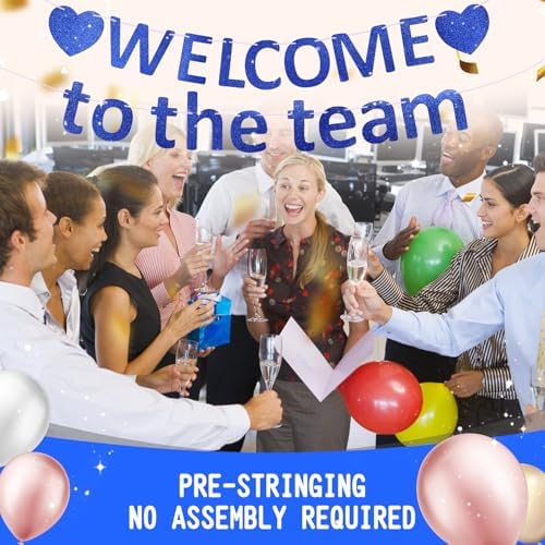 Pre-Strung Glitter Welcome to the Team Banner Welcome Banner Welcome Decorations for Office New Hire Events Corporate Onboarding & Team Building Parties (Blue) - Image 6