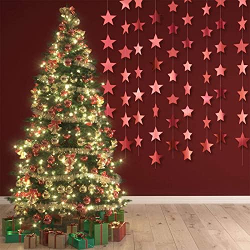 Patelai Glitter Star Garland Banner Decor, 130 Feet Star Hanging Bunting Banner Bright Backdrop for 2026 Graduation Prom Wedding Birthday Christmas Party Supplies(Glitter Rose Gold) - Image 5
