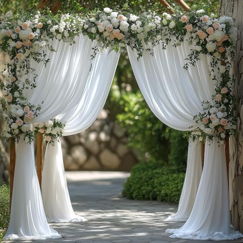 30x10FT White Backdrop Curtains for Wedding Parties, Wrinkle Free Photo Backdrop Curtains for Wedding Birthday Party Baby Shower, Fabric Drape with Rod Pockets 5ft x 10ft, 6 Panels - Image 6
