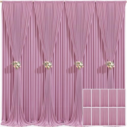 10 Panels Dusty Pink Backdrop Curtain for Wedding Parties Wrinkle Free Pink Photo Curtains Backdrop Drapes Fabric Decoration for Birthday Party Baby Shower 50ft(W) x 10ft(H) by Tao-GePartyDecorations