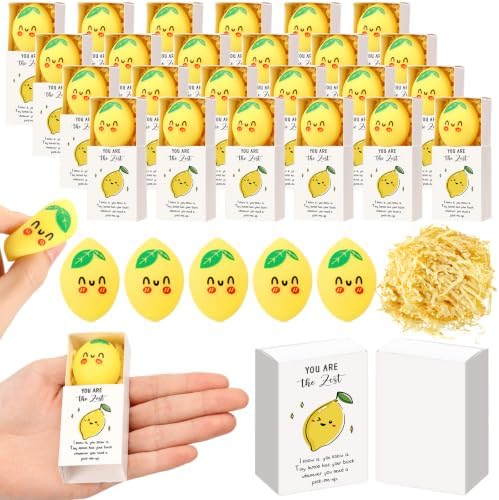 24 Sets Positive Gifts Lemon Party Favors with Support Boxes by Wettarn