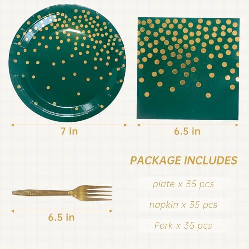 Green Paper Plates and Napkins Party Supplies Serve 35 Guests - Image 2
