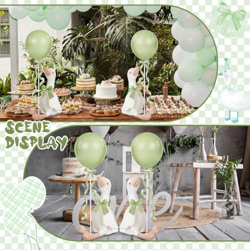 Chunful 6 Set Sage Green One Silly Goose 1st Birthday Decoration 11.8 Inch Soft Goose Stuffed Animal Baby Shower Centerpieces Swan Stuffed Animal with Balloon Table Decor for Wedding Gift Party Favor - Image 5