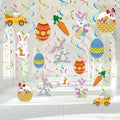 Easter Party Decorations - 30 Pcs Easter Hanging Swirl No DIY Easter Egg Bunny Carrot Baskets Ceiling Decorations for Home Office Classroom Easter Party Supplies by PartyGarden