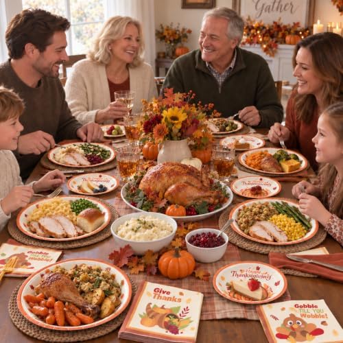 Goodluck 200 PCS Thanksgiving Turkey Plates (9in & 7in) and Napkins Set - Image 6