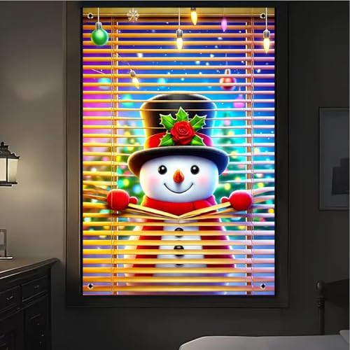 BlissYard Snowman Fireplace Christmas Window Banner 31x47 Fabric - Image 4